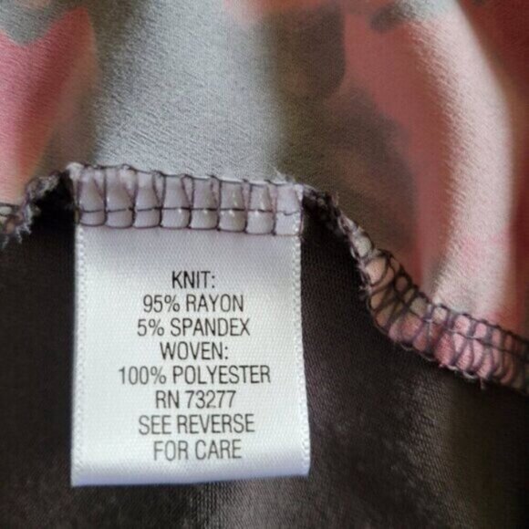 Apt. 9 2X Woman Tunic Blouse Pink Floral Gray Dolman Sleeve Hi-Low Hem stretchy - Picture 6 of 7